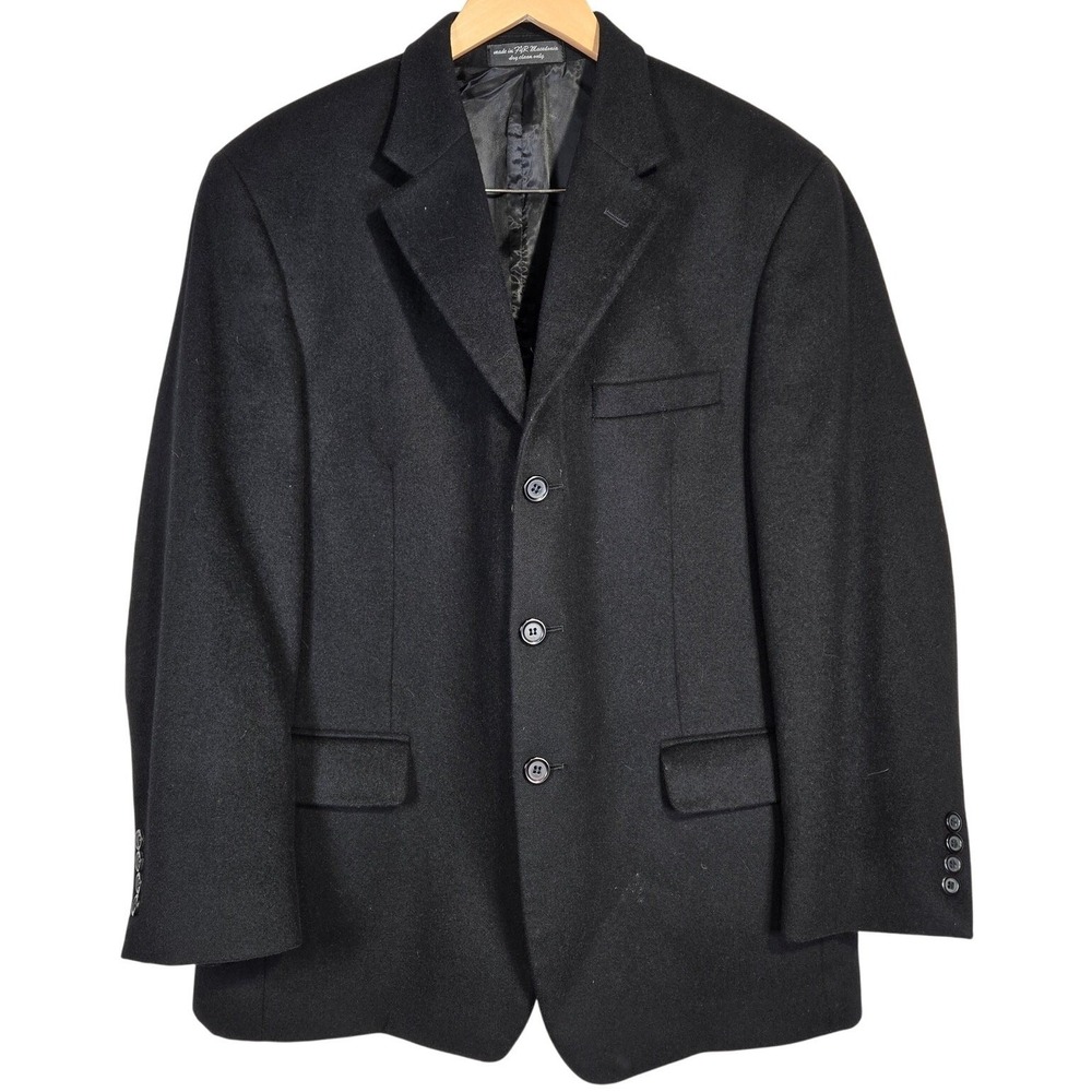 CEZANI‎ Mens Black Wool Silk Cashmere Blend Blazer Sport Coat Jacket Size 42S
